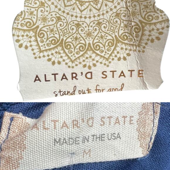 NWT Altar'd State Reecie Mini Dress Navy Women's Size M Bohemian Brunch Whimsy - Picture 7 of 9